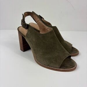 Madewell The Cary Sandal Womens 7.5 Olive Green Suede Leather Slingback Open Toe